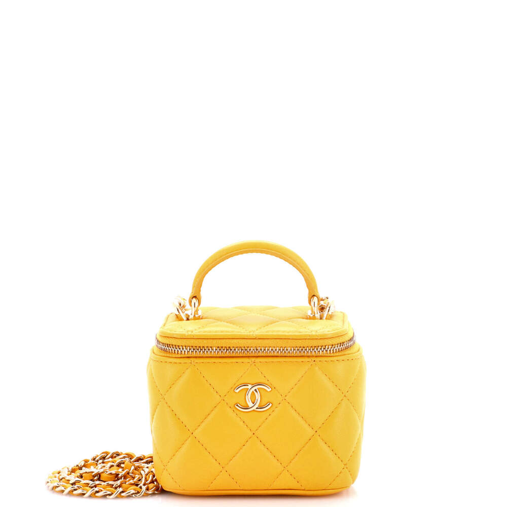 Chanel Mini Classic Top Handle Vanity Case with Chain Quilted Lambskin